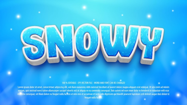 Vector snow 3d style editable text effect