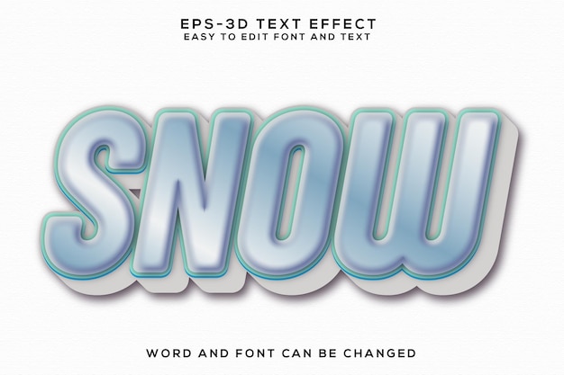 Vector snow 3d text effect