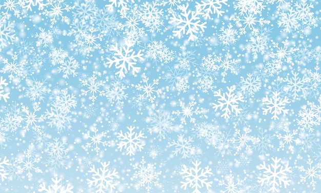 Vector snow background. blue sky. falling snow.