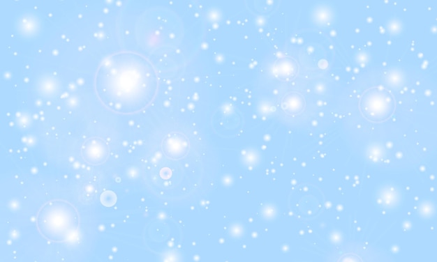 Snow background Winter snowfall White snowflakes on blue sky Christmas background Falling snow