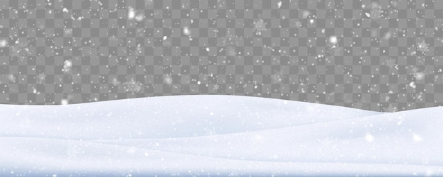 Snow background with many snowflakes. Winter backdrop. Vector background.