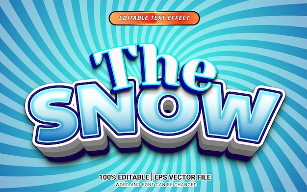 The snow blue ice cold 3d vector cartoon text effect winter design