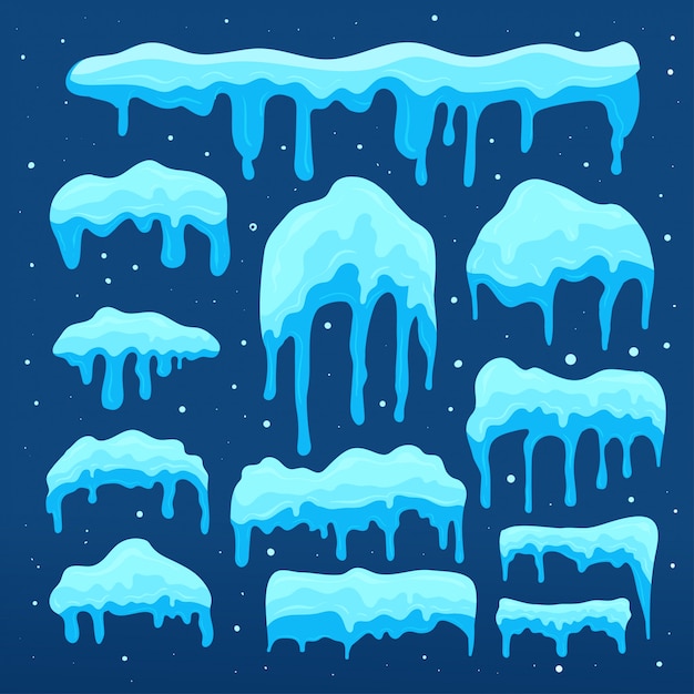 Vector snow cap collection. set of snow design element