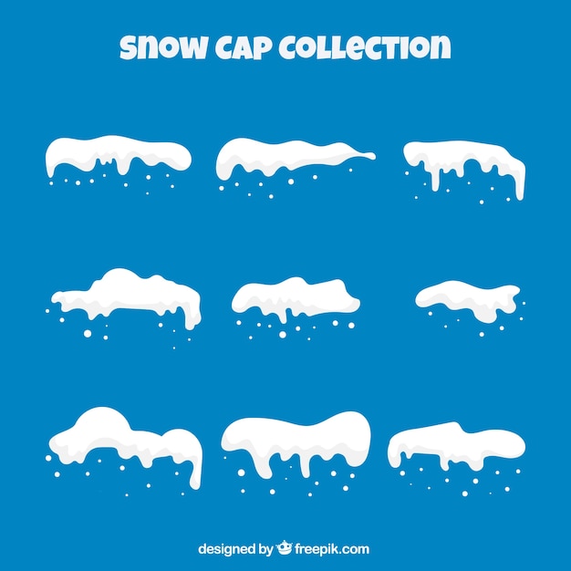 Vector snow cap pack on blue background