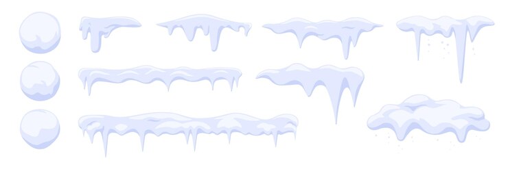 Vector snow cap and snowball collection winter decoration cartoon style