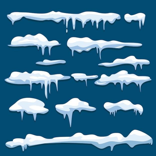 Vector snow caps. icicles winter frozen ice decoration weather. ice frost weather, snowcap decoration frozen illustration