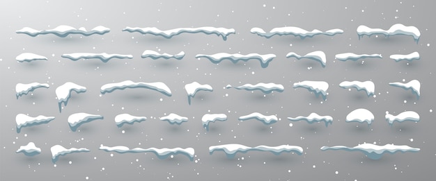 スノーキャップ、スノーボール、雪の吹きだまりがセットされています。