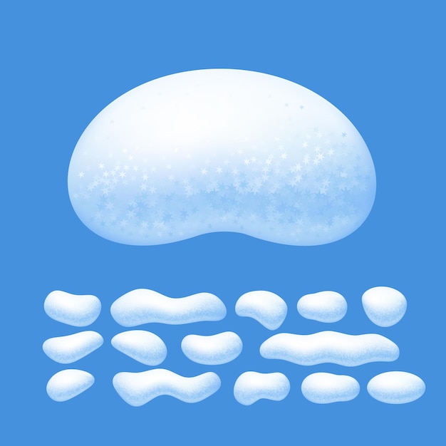 Vector snow caps vector set isolated on blue background. eps8. rgb. global colors