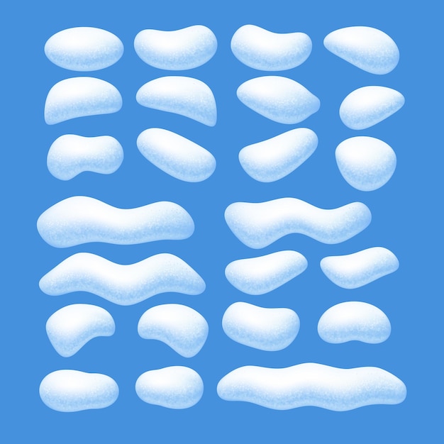 Вектор Набор векторных снежных шапок, изолированные на синем фоне. eps8. rgb. глобальные цвета