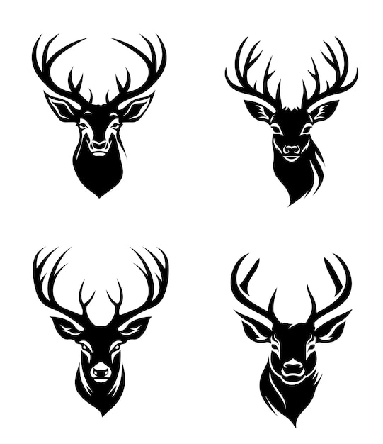 Premium Vector | Tribal deer logo tattoo design stencil vector illustration