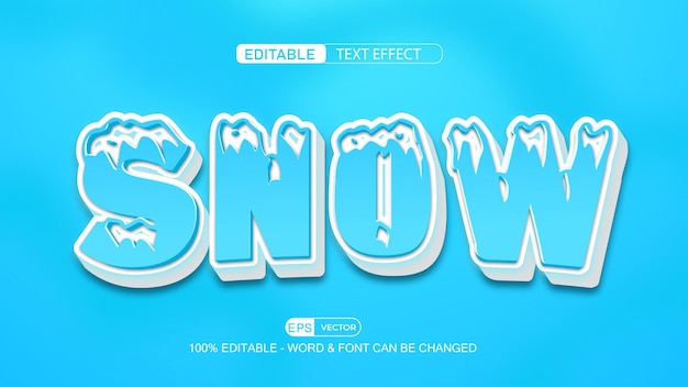 Snow Editable Text Effect Vector 3d style