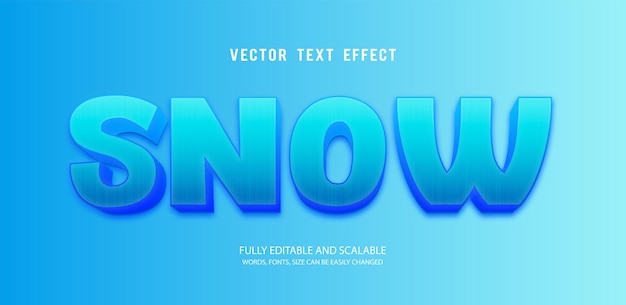 Snow Editable Text Effect Vector 3d Style