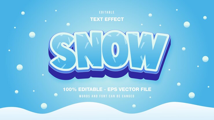 Vector snow editable text effect