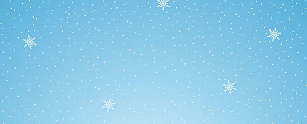 Snow falling with snowflake, winter season, copy space, paper art style