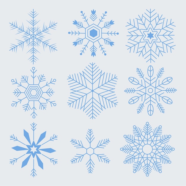 Snow Flake Icons Winter Christmas Elements Vector Image