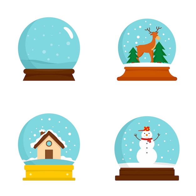 Snow globe bal Kerst iconen set