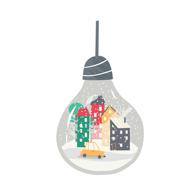 Snow globe drawn by hand vector illustration in flat style