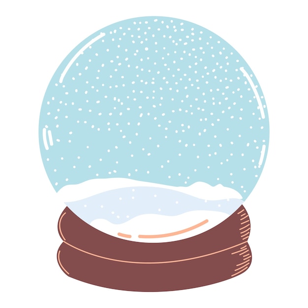 Снежный шар пустой. Векторная иллюстрация. Рождественский снежный шар с зимними снежинками. Подарок на уютную зиму