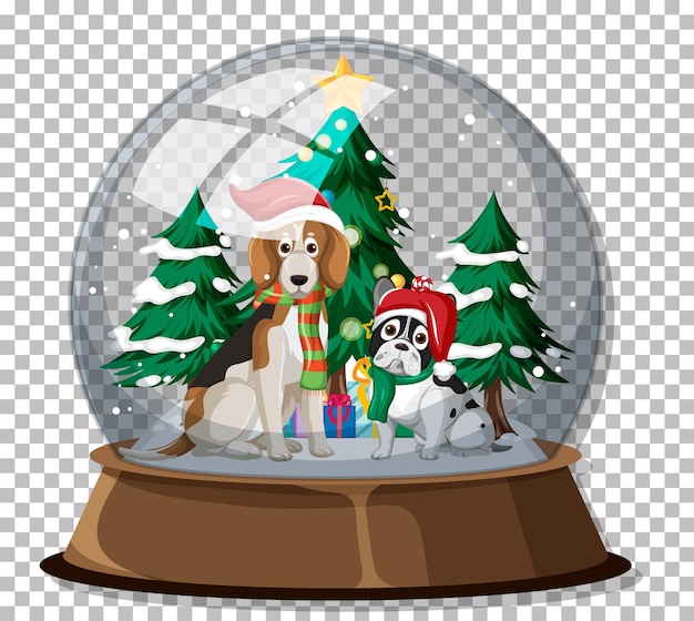 Snow globe on grid background