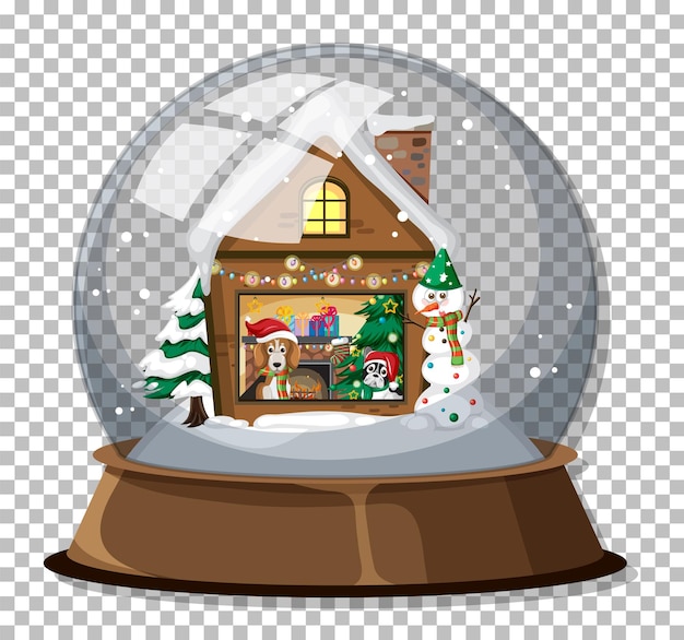 Snow globe on grid background