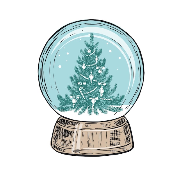 Snow globe hand drawn illustration