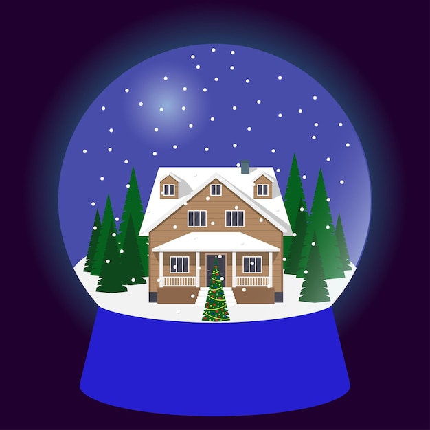 아름다운 집이 있는 스노우 글로브 전통 크리스마스 선물 크리스마스 기념품 유리 공