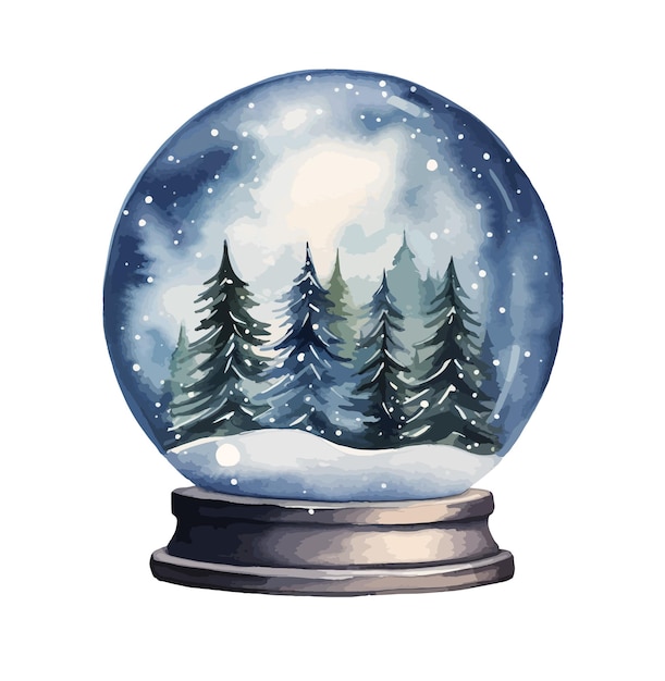 Snow Globe Watercolor Clipart Vector