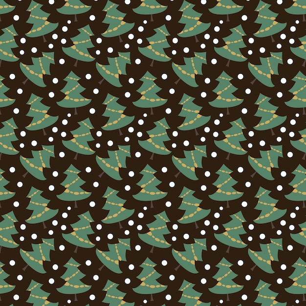 Vector snow green pine tree pattern