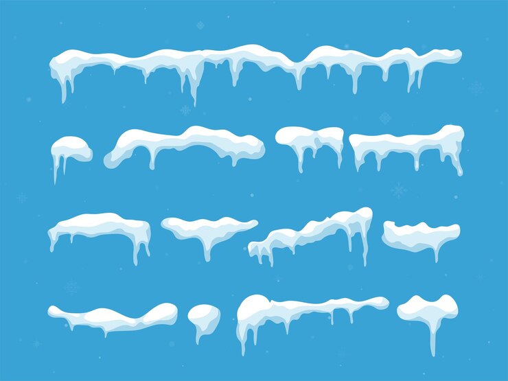 Vector snow ice cap snowfall with snowflakes winter season isolated on white background
