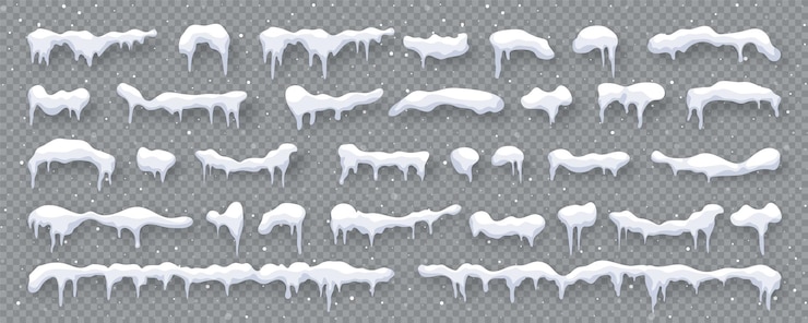 Vector 透明な背景に隔離された雪の帽子 雪花の雪 冬の季節 クリスマス