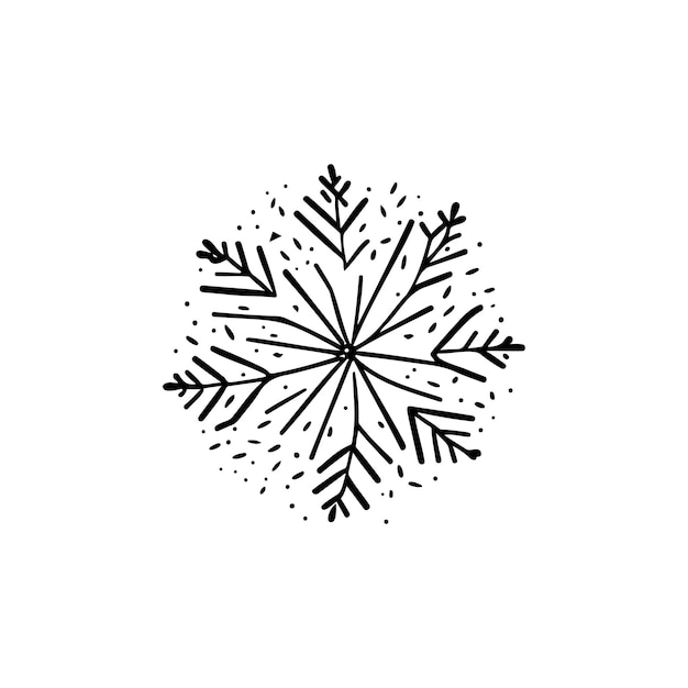 Icona neve ghiaccio disegno a mano colore nero logo natalizio elemento vettoriale e simbolo perfetto
