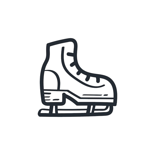 Snow ice skating boot winter shoe doodle icon drawing vector outline illustration