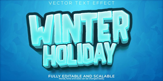 Vector snow ice text effect editable winter and game logo text style