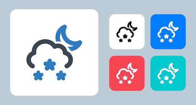 Icone di contorno della linea di illustrazione vettoriale dell'icona della neve