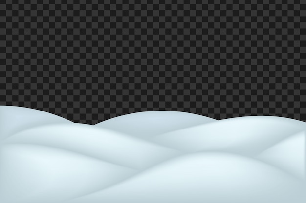 Vector snow landscape isolated on dark transparent background.