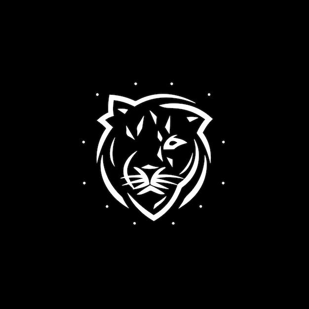 レオ・スノー・パード 黒と白のライン ミニマリストのロゴ