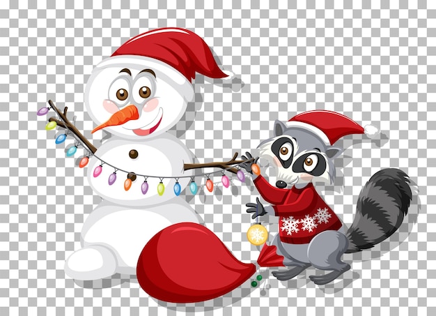 Vector a snow man on grid background