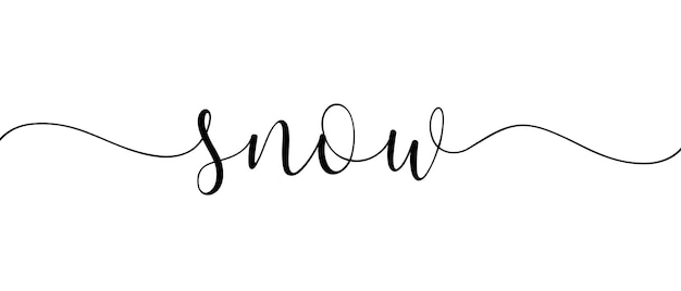 Snow phrase Continuous one line calligraphy handwriting inscription with white background