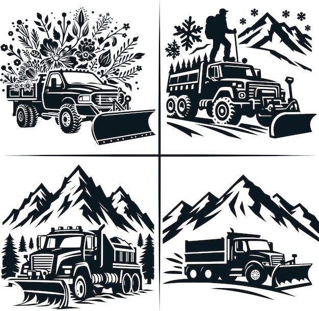 snow plow truck svg winter svg snowplow illustration drawing decal cricut silhouette printables clip art vector digital png eps dxf ai