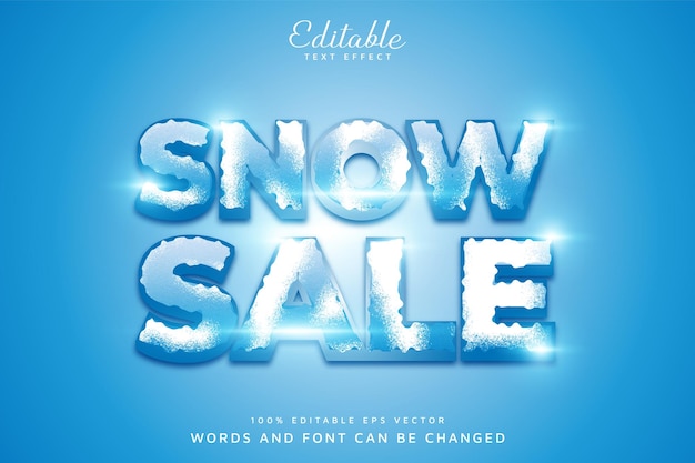 Vector snow sale ice cube style editable vector text effect, snow light, snow time, winter text