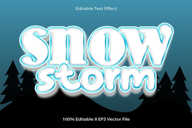눈 폭풍 편집 가능한 텍스트 효과 3d 엠보스 만화 그라데이션 스타일