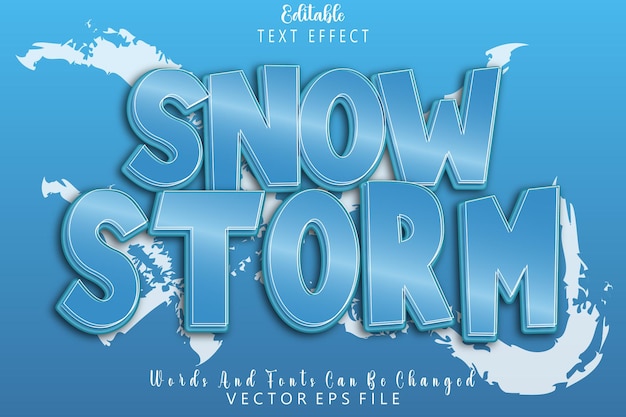 Редактируемый текстовый эффект Snow Storm с тиснением в мультяшном стиле