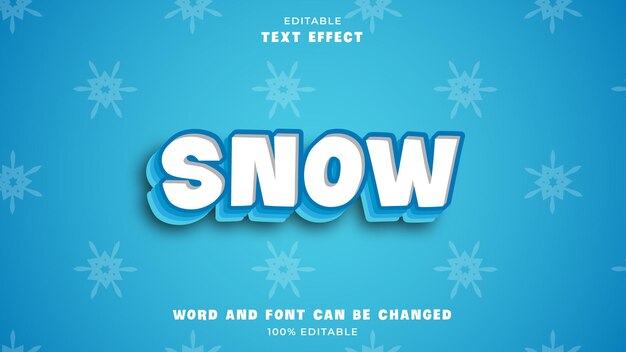 Вектор Снежный текст 3d-эффект со снежным узором на синем фоне