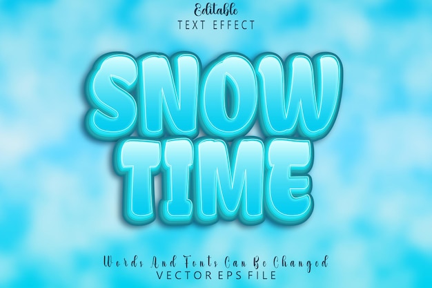 Snow Time Editable Text Effect 3d Emboss Cartoon Style