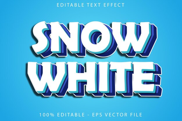 Vector snow white editable text effect cartoon style