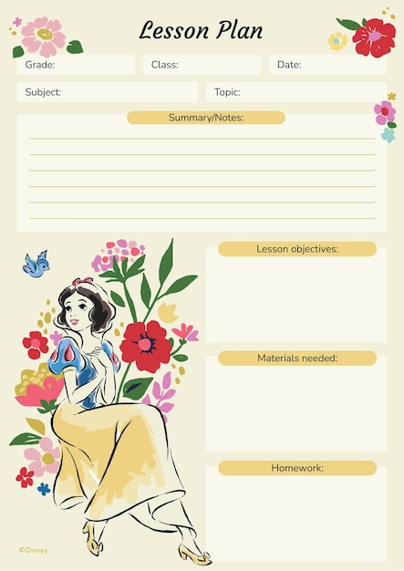 Vector snow white and the seven dwarfs lesson plan