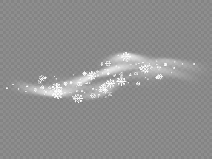 Vector snow and wind on a transparent background, winter and fog, cold winter wave light effect, white cloudiness, mist or snow whirlwind