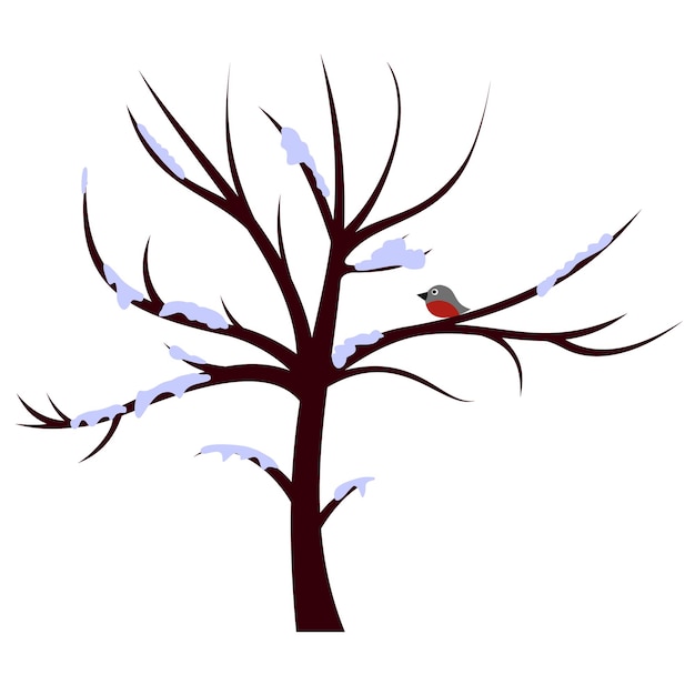 Vector snow winter tree icon flat vector winter tree snow forest