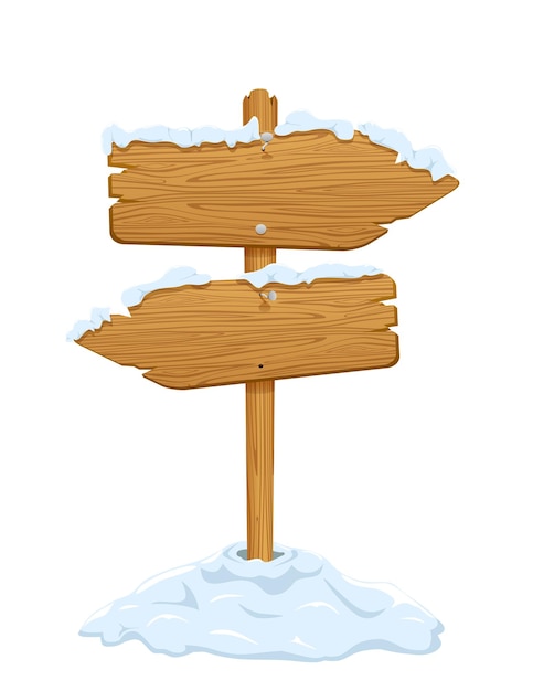 Vector snow on wooden sign