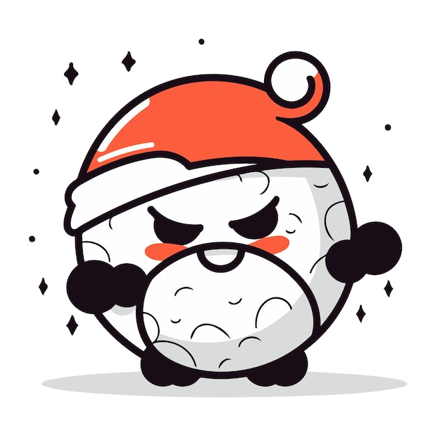 Snowball in christmas hat vector illustration flat design